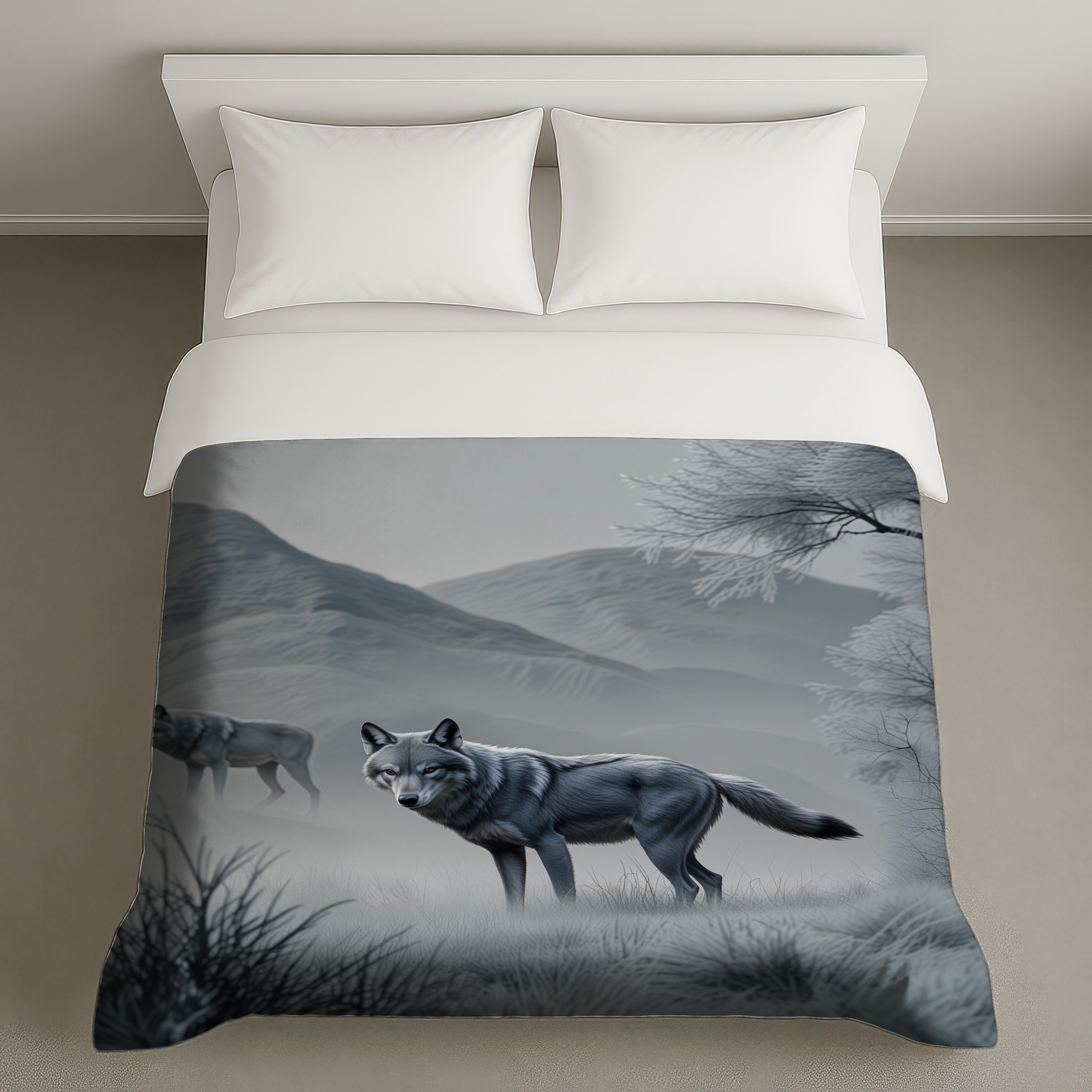VisionDecor Gray Wolves In Winter Duvet Covers | Wayfair