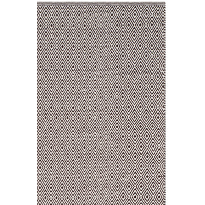 Tapis ivoire / chocolat en coton tissé à plat à la main Dryden