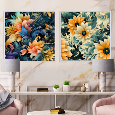 Janna - Ensemble de 2 collages carrés botaniques abstraits