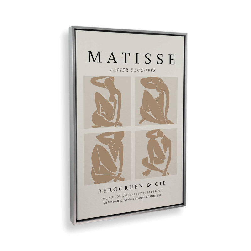 Nus Brun Matisse, affiche d'art, H 48,75 po x l 32,75 po x P 1,75 po, Cadre flottant en chrome poli