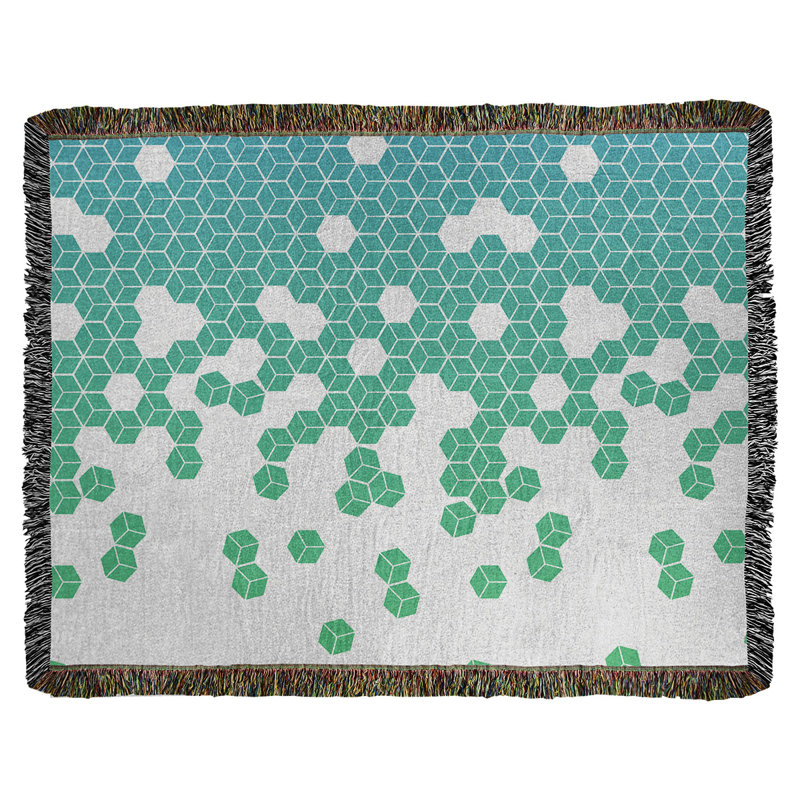 Couverture en coton tissé Katelyn Elizabeth, l 60 po x L 80 po, Bleu / rose