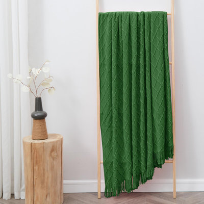 Knitted Blanket with Tassel Trim