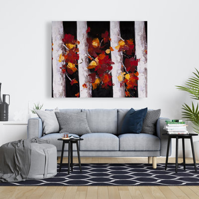 Arbres et feuilles d'automne - Décoration contemporaine sur toile