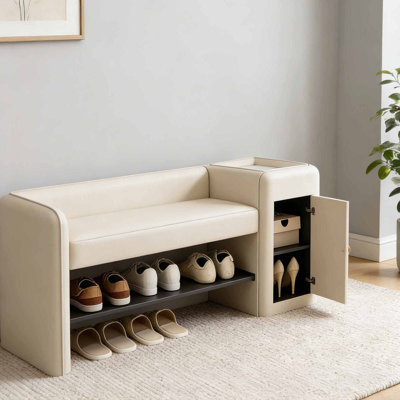 Solid Wood 21.65" H x 39.37" W x 15.75" D Shoe Storage