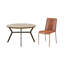 4 Seater Round Wooden Garden Set with Khaki Chairs-591890783
