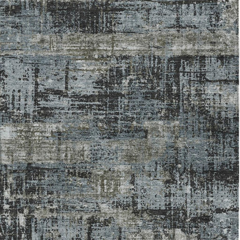 Tapis extérieur lavable à motif géométrique gris anthracite et gris 10 pi x 14 pi