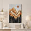 Tableau sur toile représentant un paysage de montagne en bois superposé avec des pins-1758484333