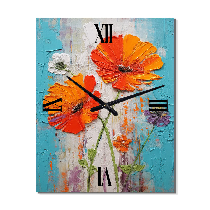 Horloge murale moderne "Coquelicots en fleurs", Grand