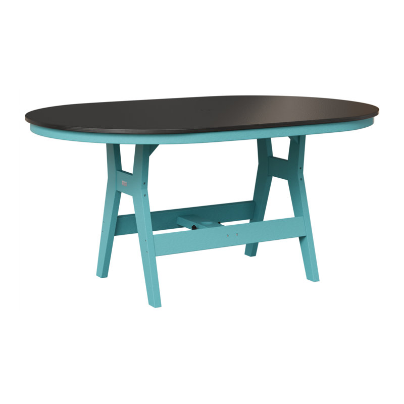 Table de bar berlinoise Berlin, H 38,87 po x l 64 po x P 44 po, Bleu Aruba, Noir martelé