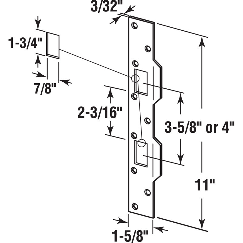 Gâche combinée de sécurité maximale, acier estampé 11 po, robuste (paquet simple)