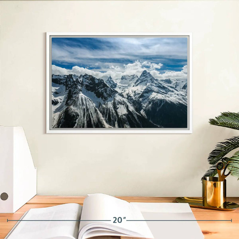 Snow Mountain Peaks, Cadre flottant blanc, 13 po x 9 po