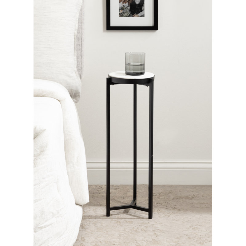 Eveland Round Metal Drink Table, White, Black