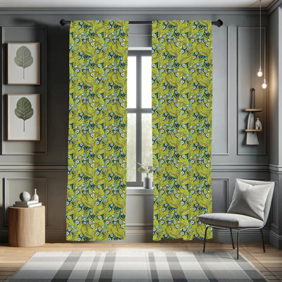 Floral Semi-Sheer Rod Pocket Curtain Panels