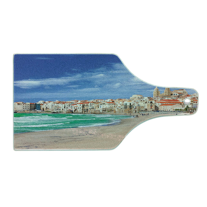 Multicolore planche à découper en verre trempé Ambesonne Sicily Dreamy Cefalu Beach