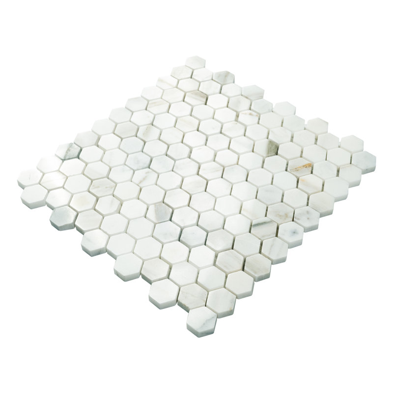 Calacatta Gold Hexagon 12 in. x 12 in. Polished Marble Mosaic Floor and Wall Tile