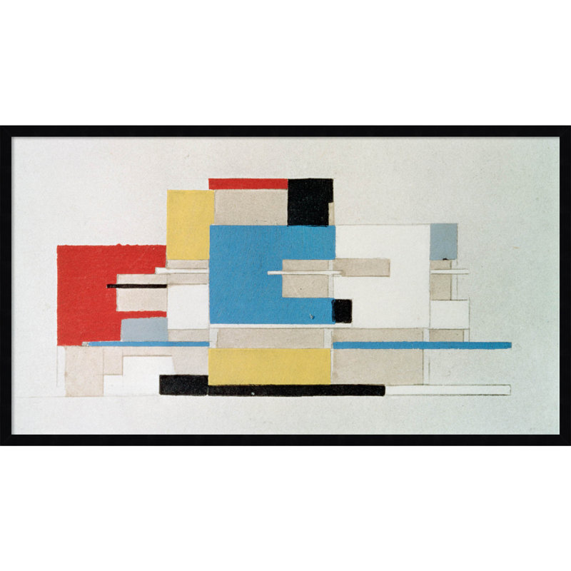«Color Study For Architecture», reproduction d'art encadrée sur papier par Theo Van Doesburg, Noir, H 23 po x l 41 po