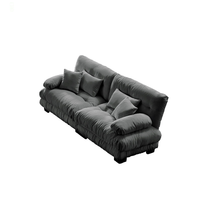 Cloud Couch 2 Seater Sofa For Living Room, Chenille 2 - Seat Sofa With 2 Lumbar Pillows And 2 Throw Pillows,Chenille Gray