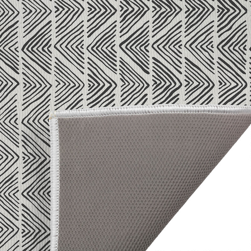 Chev Wave Stripe Outdoor Doormat, 21" W x 34" L, Ivory