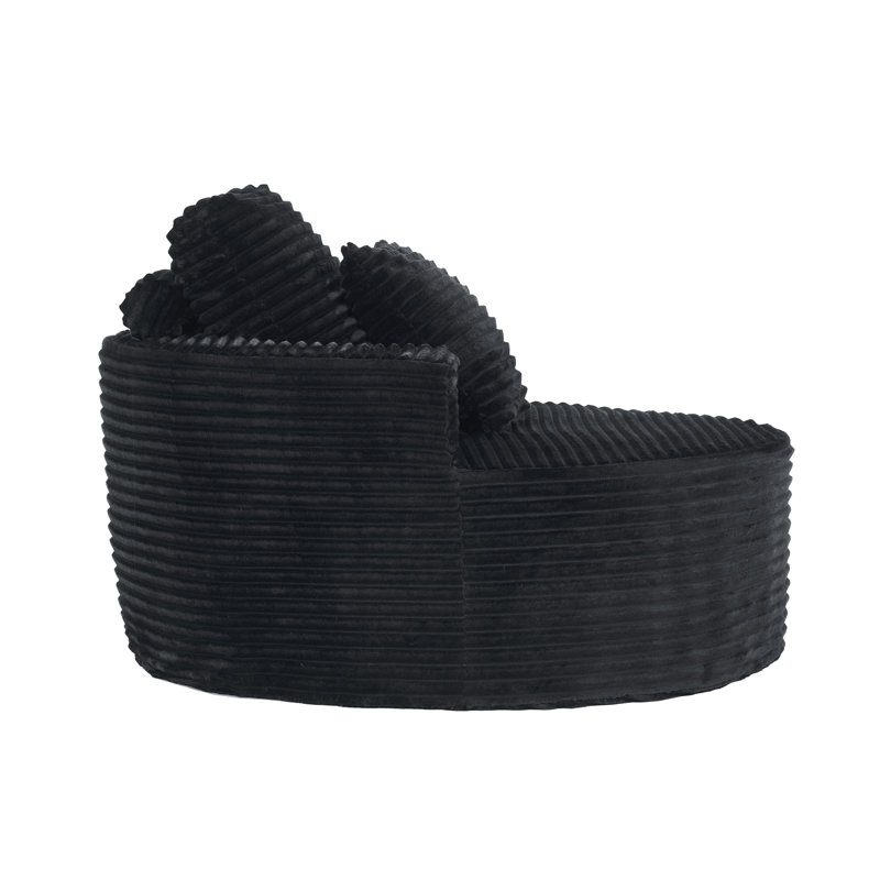 Chaise longue surdimensionnée en velours côtelé 50 po, noir, sans assemblage
