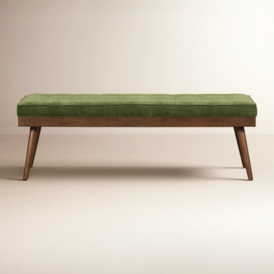 Luca 55" Velvet Fabric Bench in Distressed Green Velvet