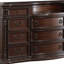 Commode de luxe 1 pièce à finition cerisier foncé avec 11 tiroirs avec insert en marbre véritable et basculement doré
