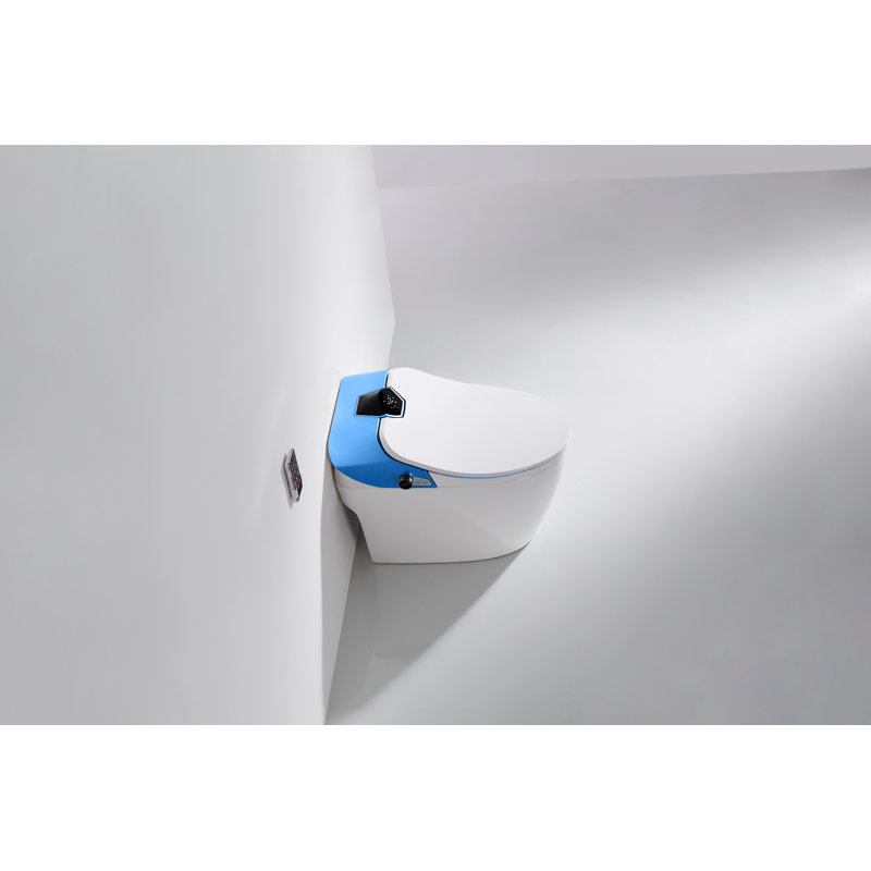 Siège de toilette une pièce allongé 1,28 GPF, Bleu / blanc