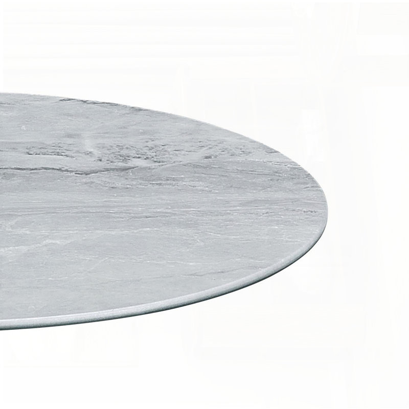 Table de bout en verre texturé gris marbre avec base en acier, Gris