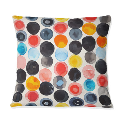 Black Orange Polka Dot Print - Polka Dot Throw Pillow