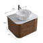 Meuble-lavabo mural de 61 cm (24 pouces) avec lavabo rond à rayures blanc Carrara et tiroir de rangement-837719042-837719046-837719069