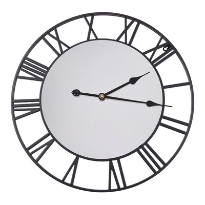 24Inch Modern Non-Ticking Mirrored Wall Clock