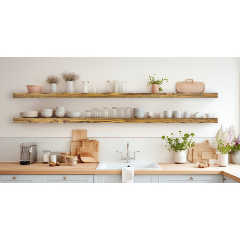 Tablette flottante 2 pièces Emerald Lee, Miel, H 3 po x l 60 po x P 7 po