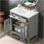 Meuble-lavabo de 30 po avec lavabo en céramique, tablette réglable et plateau basculant, meuble-lavabo avec pieds en bois, poignées en métal argenté et charnières à fermeture en douceur, gris-526712562