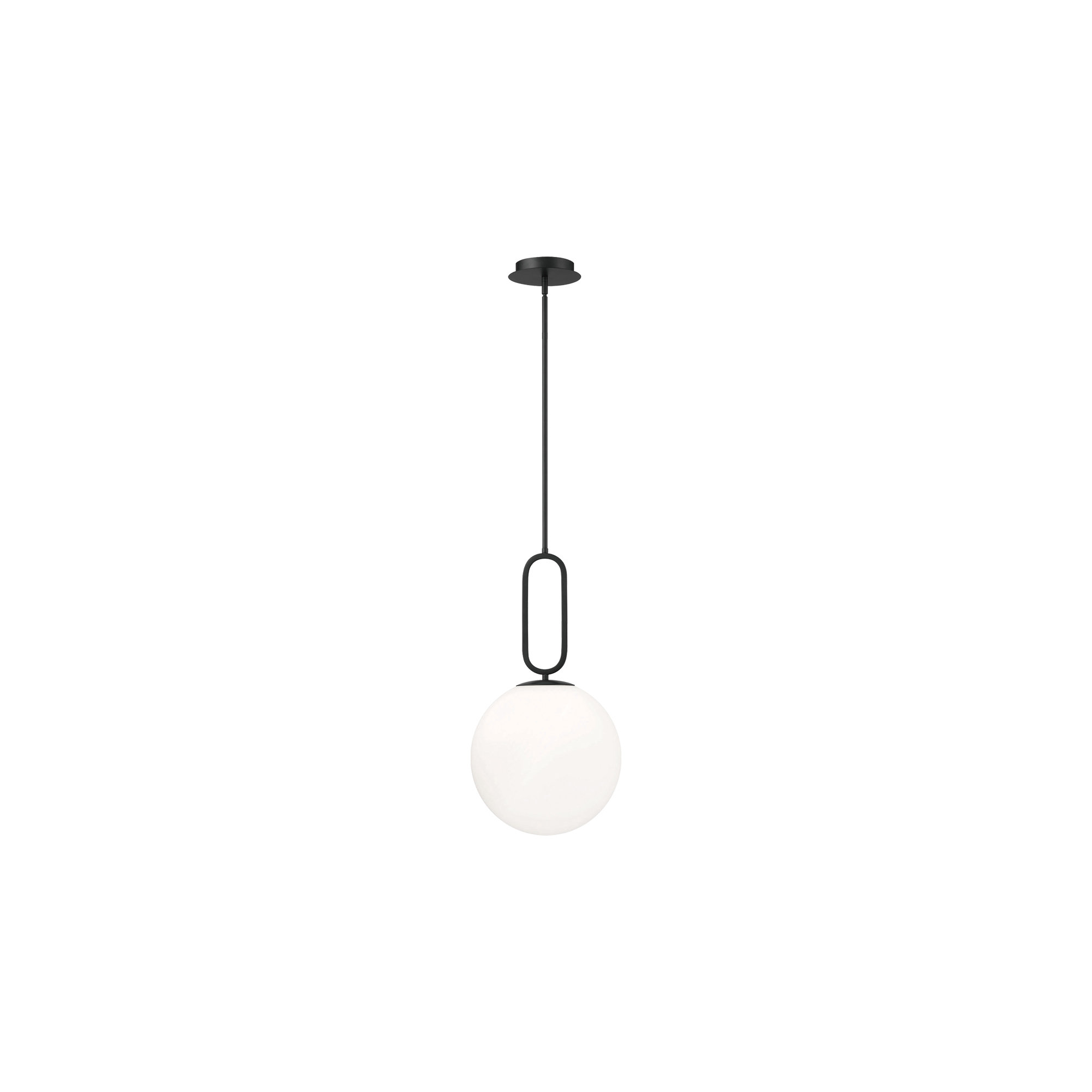 Single Light Glass Dimmable Pendant, 22.75" H x 11.75" W x 11.75" D, Acid Opal/Matte Black