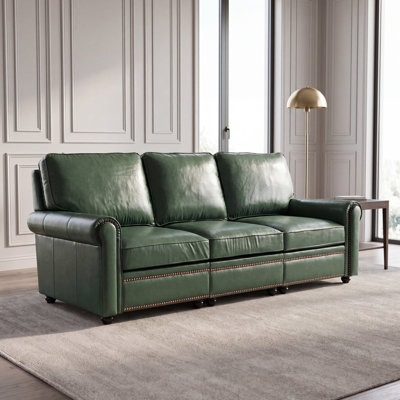 Canapé classique en cuir fleur de style Chesterfield (Gn-3)