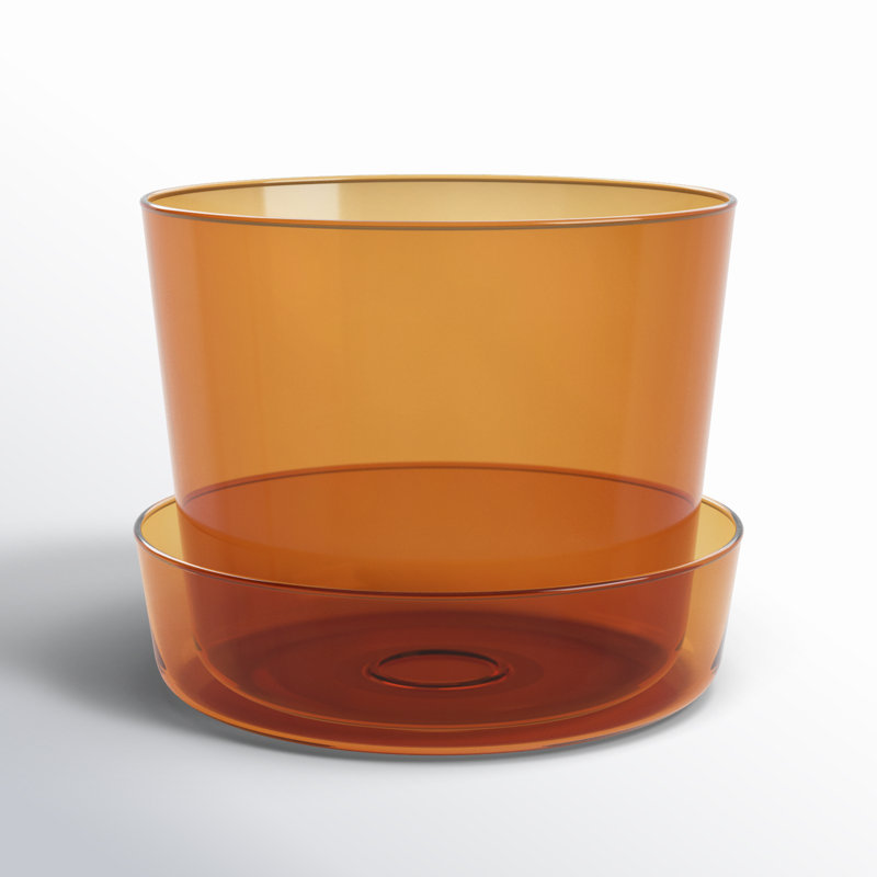 Callio Glass Pot with Saucer, 5" H x 6.25" W x 6.25" D