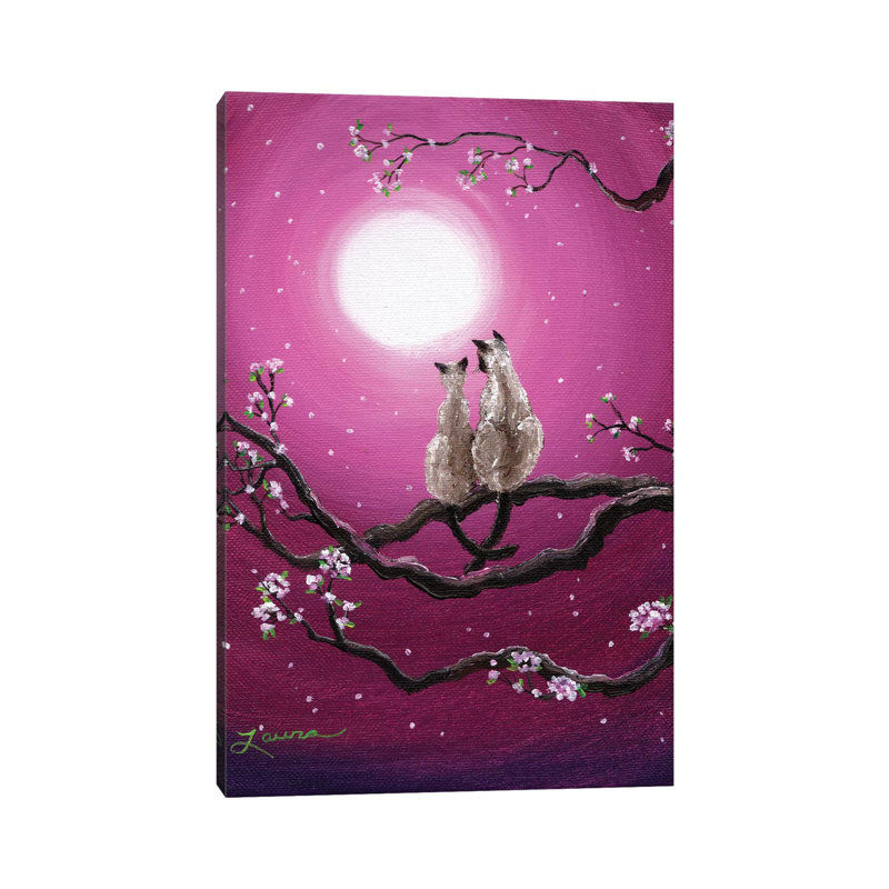 Siamese Cats In Spring Blossoms by Laura Iverson - Wrapped Canvas Print, 66.04 cm H x 45.72 cm W x 1.91 cm D
