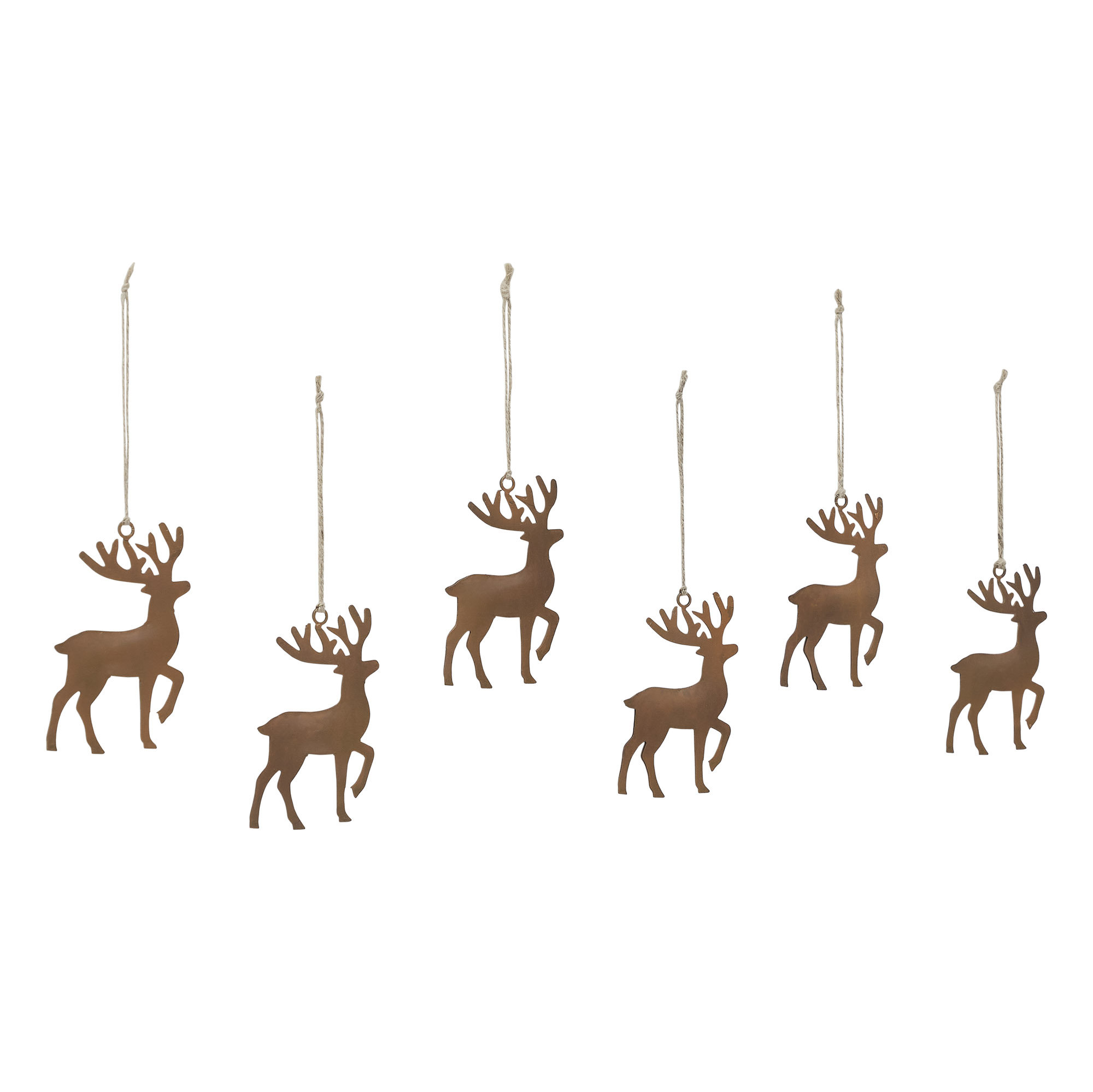 Ophelia & Co. Rust Reindeer Metal Ornament Set of 6 - 5 inch | Wayfair
