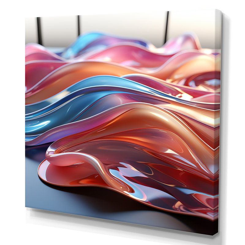 Mauve et bleu, élégance fractale II - art mural fractal, Toile tendue, H 30 po x l 30 po x P 1,5 po