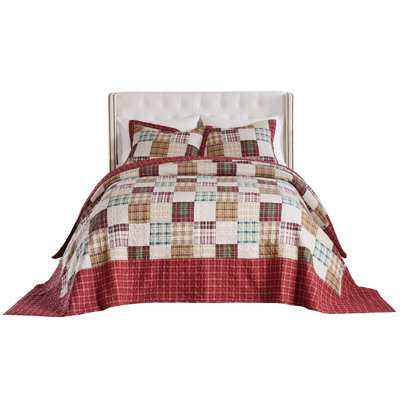 Greenland Home Fashions Oxford Red 3-Piece King Size Quilt Set 105x95 + 20x36 (2)