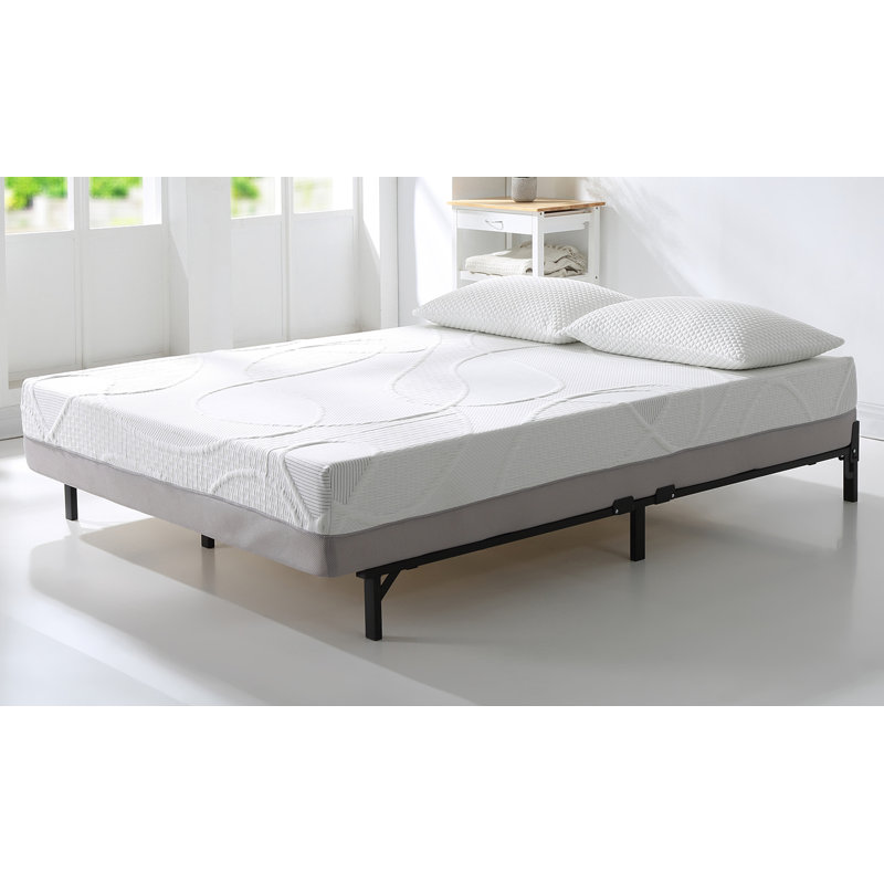 Matelas en mousse à mémoire de forme mi-ferme 12 pouces, thé vert et technologie de renforcement de la fraîcheur infusée de charbon de bois, confort conforme au corps, soutien à haute densité, blanc