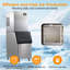 Machine à glaçons commerciale avec station de refroidissement AMERLIFE, comptoir de machine à glace en acier inoxydable de 400 lb / 24 H avec capacité de rangement de 243 lb, autonettoyant pour la maison / le bar / le restaurant
