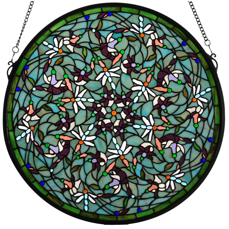 Tiffany Dragonfly Swirl Medallion Window