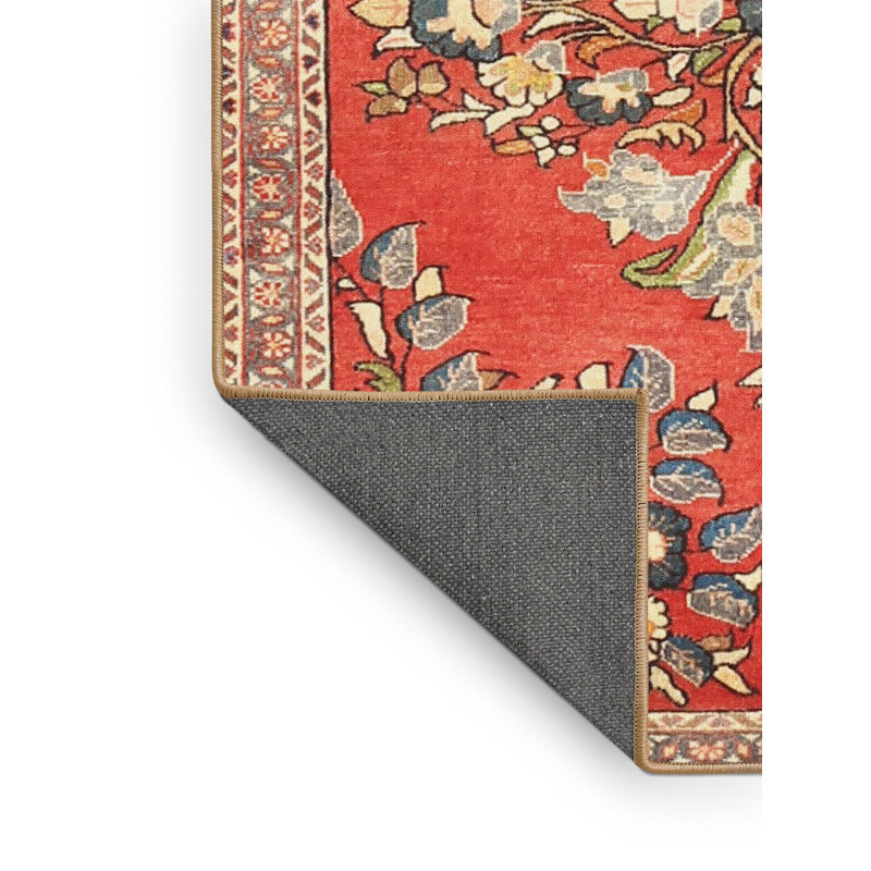 Tapis beige/vert/rouge traditionnel Travell, Rectangle 5 pi x 7 pi