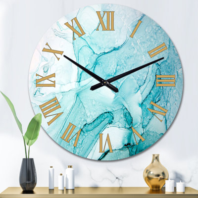 Turquoise Ink Universe - Modern Wall Clock