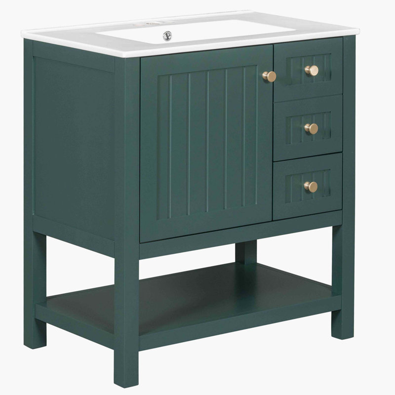 30.00'' Single Bathroom Vanity with Top, Green
