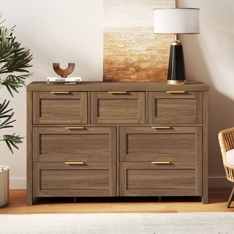 120cm W 7 - Drawer Chest of Drawers, Special Walnut
