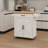 Rolling Cart Kitchen Island With Towel Rack, Seasoning Rack & Adjustable Shelf - White