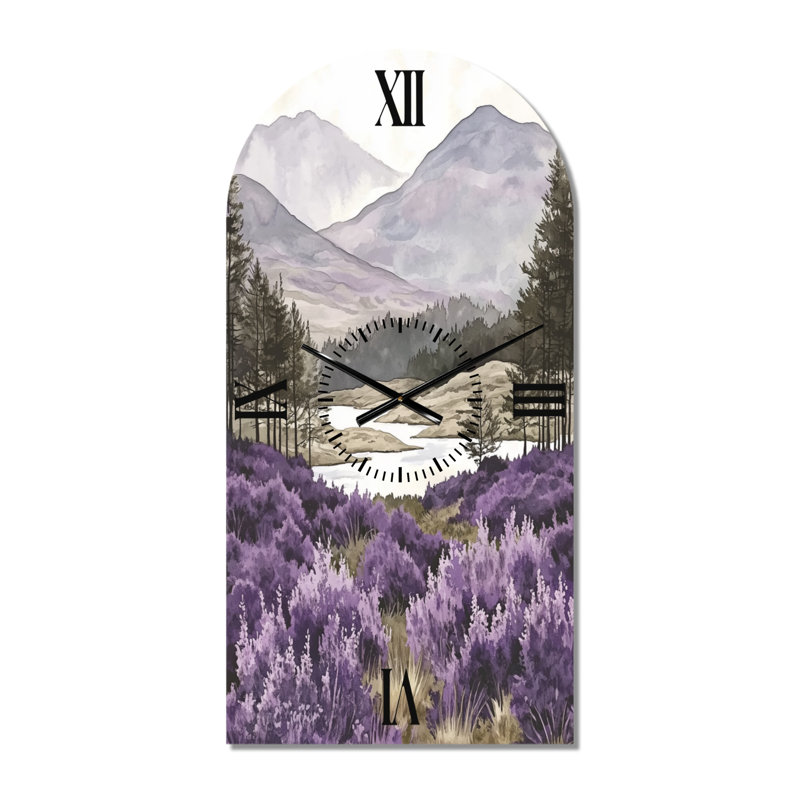 Highlands of Heather and Mist I - Horloge murale décorative en forme d'arche de campagne, H 39 po x l 19 po - Arche