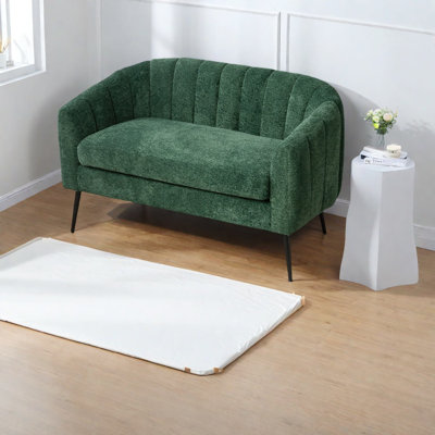 Space-saving Chenille Mini Loveseat Sofa, Modern Glam Design, For Small Spaces