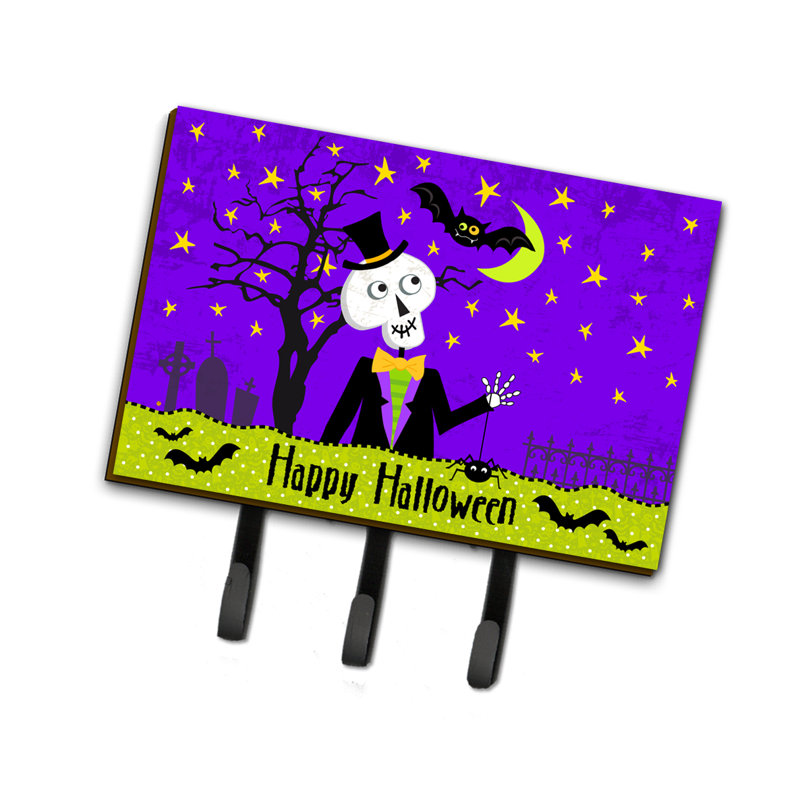 Porte-clés mural Happy Halloween squelette avec porte-clés
